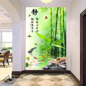 beibehang Užsakymą 3d tapetai didelis gamtos peizažai veranda eilėje vertikalus tapetai, TV foną bambuko lotus 3d freskos