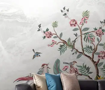 beibehang Užsakymą Viduramžių gėlių ir paukščių tropinių miškų, Sienų Apmušalai Namų Dekoro Kraštovaizdžio 3D Foto marmuro Sienos Popieriaus