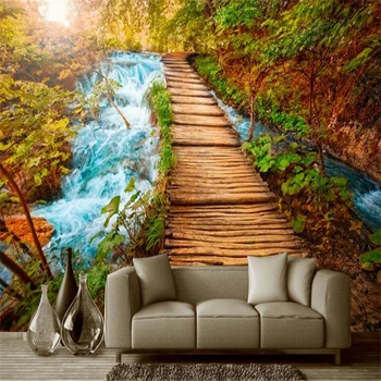 beibehang Didelis užsakymą tapetai gražus nuostabi vieta tiltas vandens kraštovaizdžio medinis tiltas fono pritaikymas